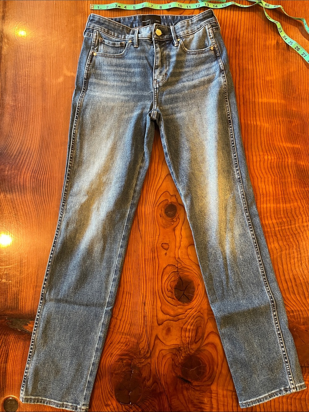 White House Black Market High-Rise Faded Blue Straight Jeans